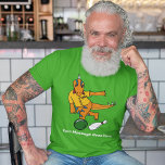 Bowling Dinosaur Cartoon Personalised Bowlers T-Shirt<br><div class="desc">Add your own slogan the name of your bowling league or a name to create your own custom graphic tee. This t-shirt features a cute cartoon illustration of a dinosaur in a bowling shirt and is ready to be customised with your own text in white lettering.</div>