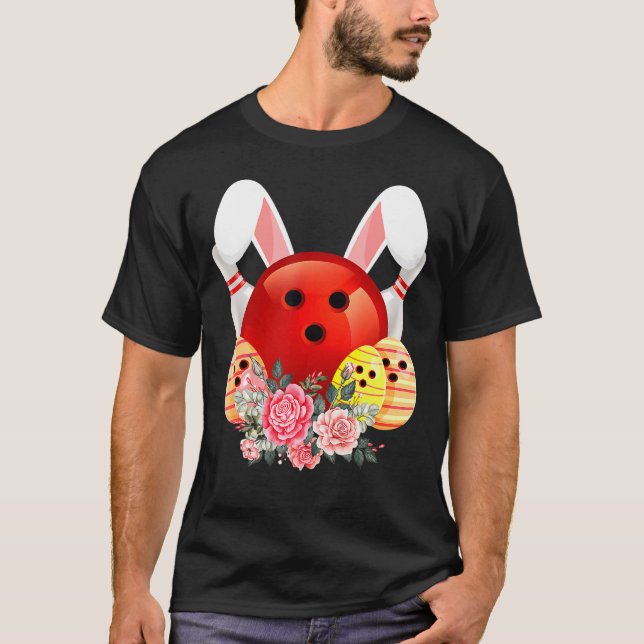Bowling Easter Bunny Egg 2022 Rabbit Flowers T-Shirt (Front)