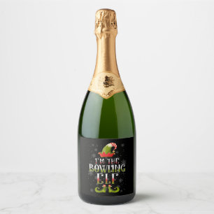 Bowling Elf Christmas Sparkling Wine Label
