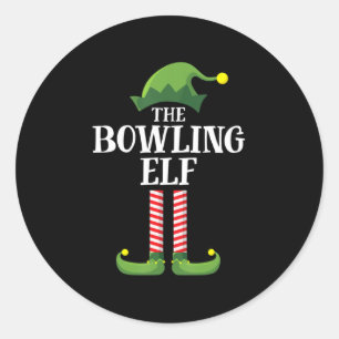 Bowling Elf Matching Family Group Christmas Party Classic Round Sticker