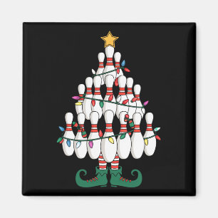 Bowling Elves Pin Strike Christmas Tree Lights Xma Magnet