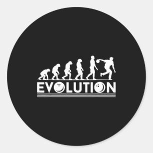 bowling evolution funny bowler biology sports classic round sticker