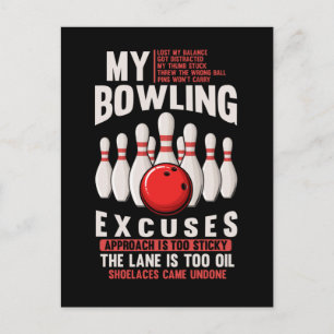 Bowling Excuses Funny Bowler Humour Postcard