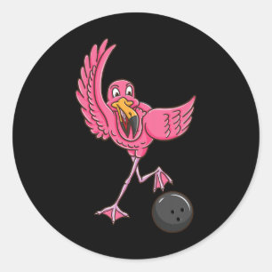 Bowling Flamingo 1 Classic Round Sticker