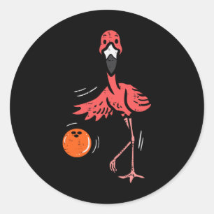 Bowling Flamingo Bowling Player Boys Girls Kid Tod Classic Round Sticker