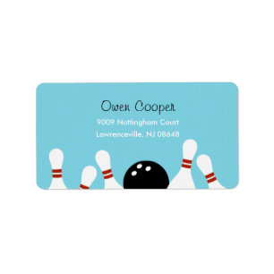 Bowling Fun Address Label (Turquoise)