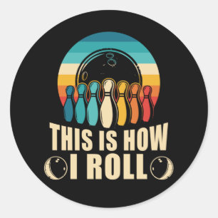 Bowling Fun Strike Lover Retro Classic Round Sticker
