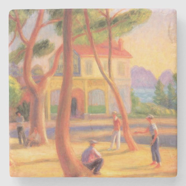 Bowling Game at La Ciotat in the South of France Stone Coaster (Front)