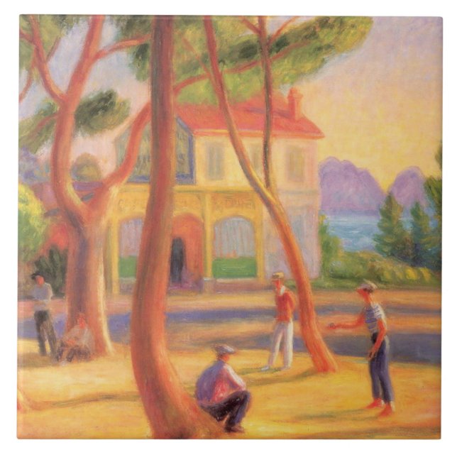 Bowling Game at La Ciotat in the South of France Tile (Front)