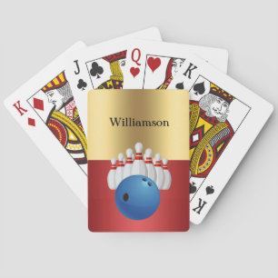 Bowling game - Ball and Pins personalize with name Playing Cards