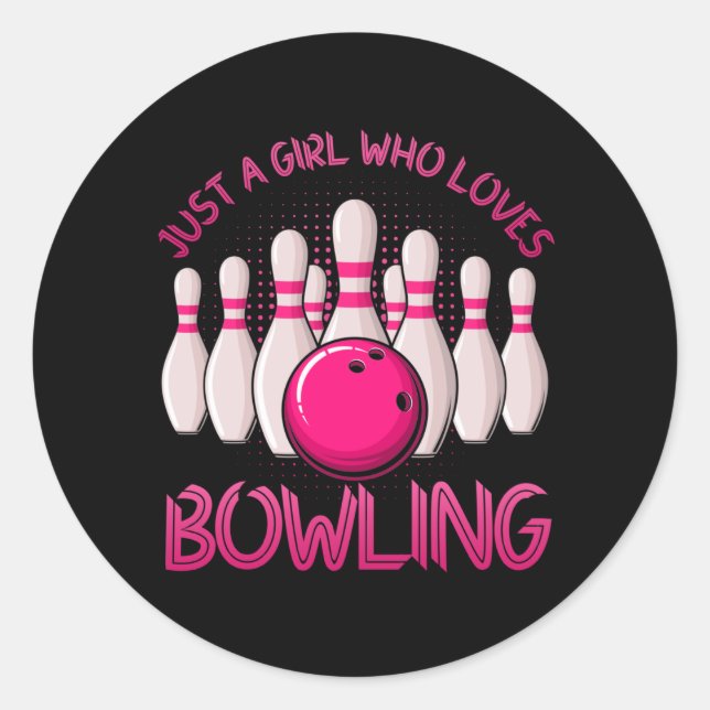 Bowling Gift For Girls Women Bowling Game Bowlers Classic Round Sticker (Front)