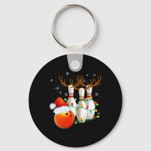 Bowling Gifts Christmas Bowling Santa Hat Christma Key Ring