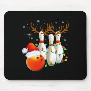 Bowling Gifts Christmas Bowling Santa Hat Christma Mouse Pad