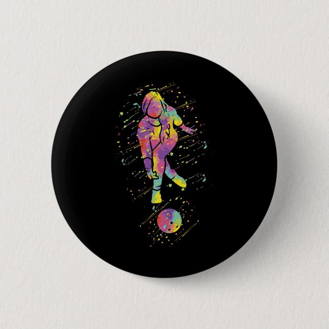 Bowling Girl  6 Cm Round Badge (Front)