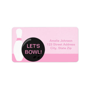 Bowling Girl Birthday Address Label