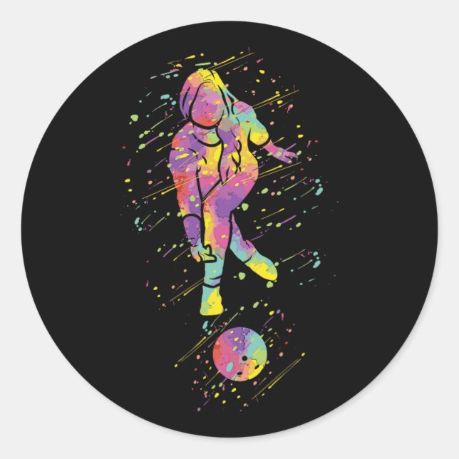 Bowling Girl  Classic Round Sticker (Front)
