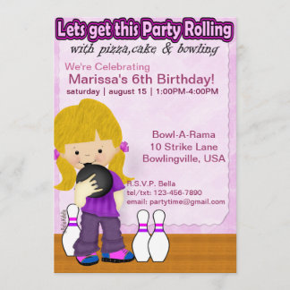 Bowling Girl Party Invite