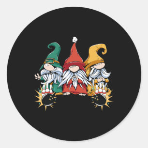 Bowling Gnomes Bowling Ll Bowling Pins Bowler  Classic Round Sticker