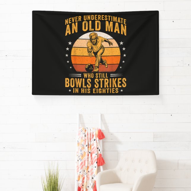 Bowling Grandpa 80th Birthday Banner (Insitu)