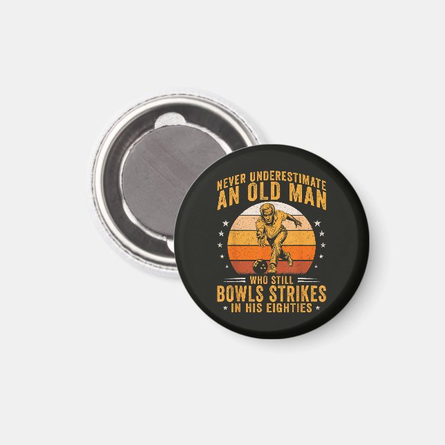 Bowling Grandpa 80th Birthday Magnet (Front/Back)