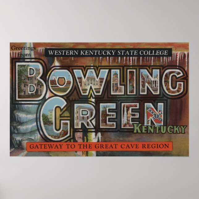 Bowling Green, Kentucky - Large Letter Scenes Poster (Front)