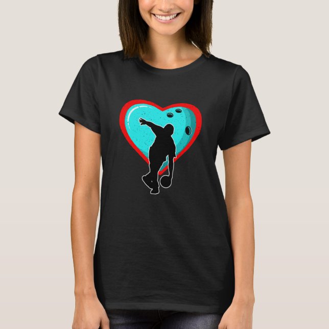 Bowling Heart Sport Love Anti Valentines Day T-Shirt (Front)