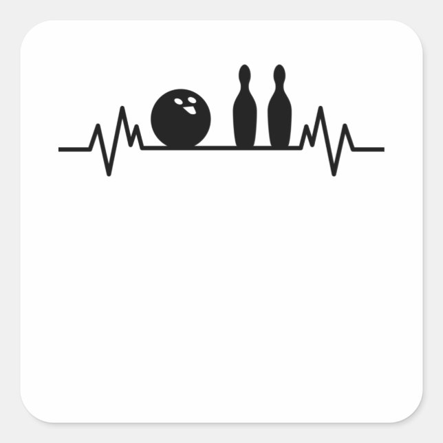 Bowling Heartbeat Bowler Pins Bowling Player Gift Square Sticker (Front)