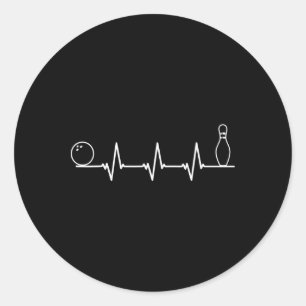 Bowling Heartbeat Funny Bowling Gift Classic Round Sticker