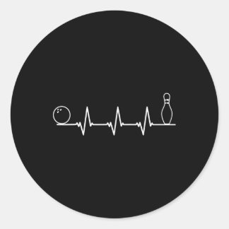 Bowling Heartbeat Funny Bowling Gift  Classic Round Sticker
