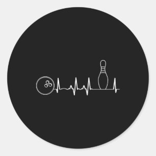 Bowling Heartbeat Graphic Funny Bowling Team Coach Classic Round Sticker