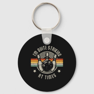Bowling I'm Quite Striking Funny Vintage Bowler Pu Key Ring