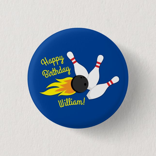 Bowling Kids Birthday Party Cute Sports  3 Cm Round Badge (Front)