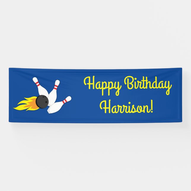 Bowling Kids Birthday Party Cute Sports  Banner (Horizontal)
