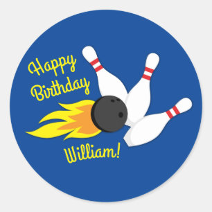 Bowling Kids Birthday Party Cute Sports Classic Round Sticker