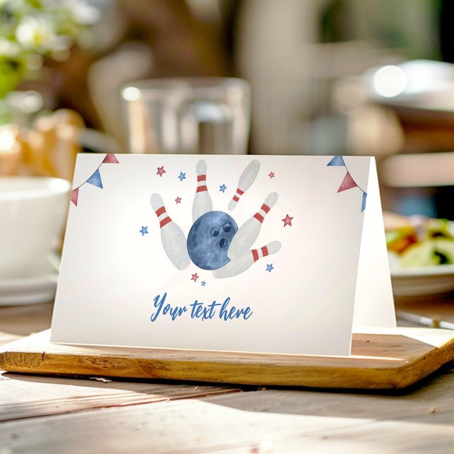 Bowling Kids Birthday Party Food Tent  Place Card (Creator Uploaded)