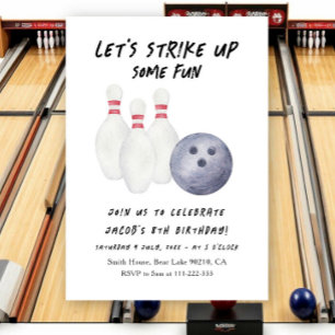Bowling Kids Birthday Party Invitation