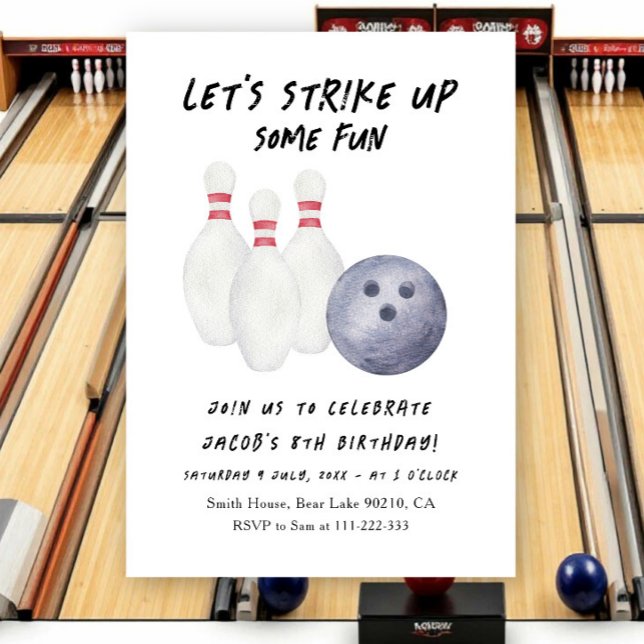 Bowling Kids Birthday Party Invitation (Creator Uploaded)
