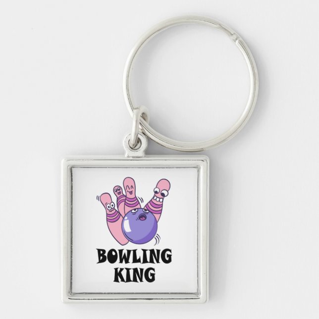 Bowling King Childrens Birthday Party Key Ring (Front)