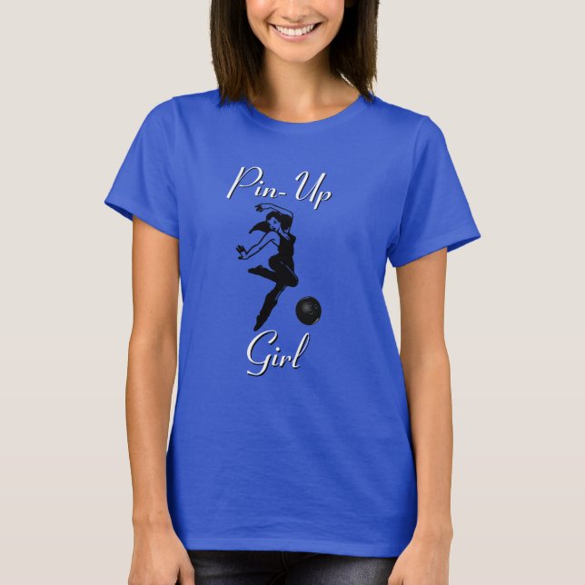 Bowling League Women's Pin-Up Girl bowling  T-Shir T-Shirt (Front)