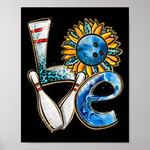 Bowling Love Sunflower Bowling Pin Matching Mens W Poster