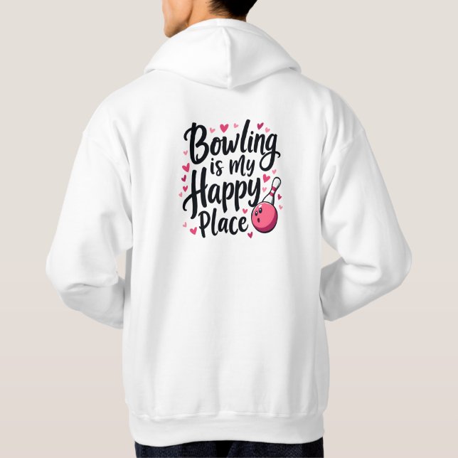 Bowling Lover Cute Retro Aesthetic Sports Design Hoodie (Back)