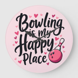 Bowling Lover Cute Retro Aesthetic Sports Design Large Clock