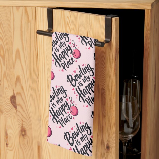 Bowling Lover Cute Retro Aesthetic Sports Design Tea Towel (Thirds Fold)