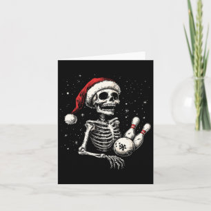 Bowling Lovers Funny Santa Skeleton Christmas Bowl Card
