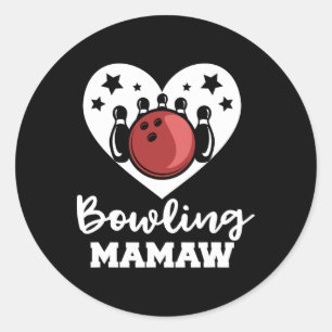 Bowling Mamaw Heart Funny Bowler Mamaw Classic Round Sticker