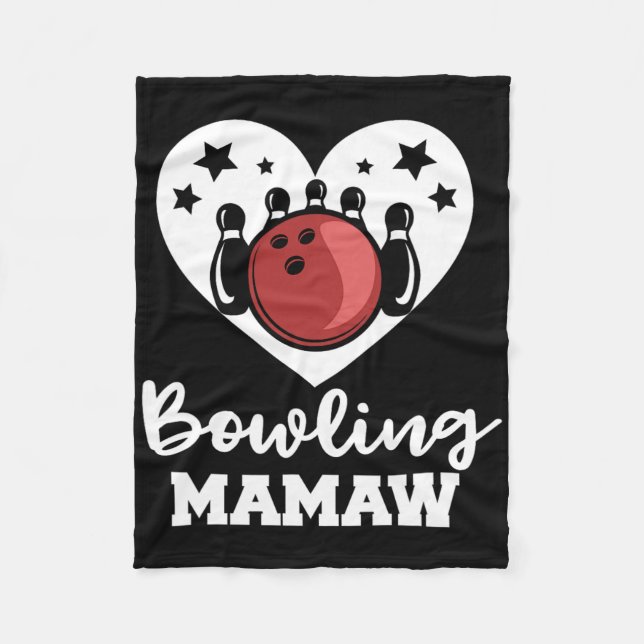 Bowling Mamaw Heart Funny Bowler Mamaw  Fleece Blanket (Front)