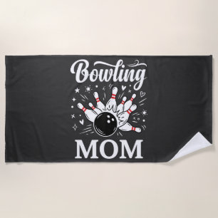 Bowling Mum Heart Pins Funny League Mothers Day Beach Towel