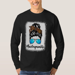 Bowling Mum Life  Leopard Messy Bun Hair Women T-Shirt