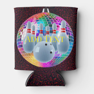 Bowling Neon Disco Ball Glitter Birthday Party Can Cooler