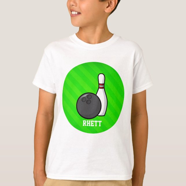 Bowling; Neon Green Stripes T-Shirt (Front)